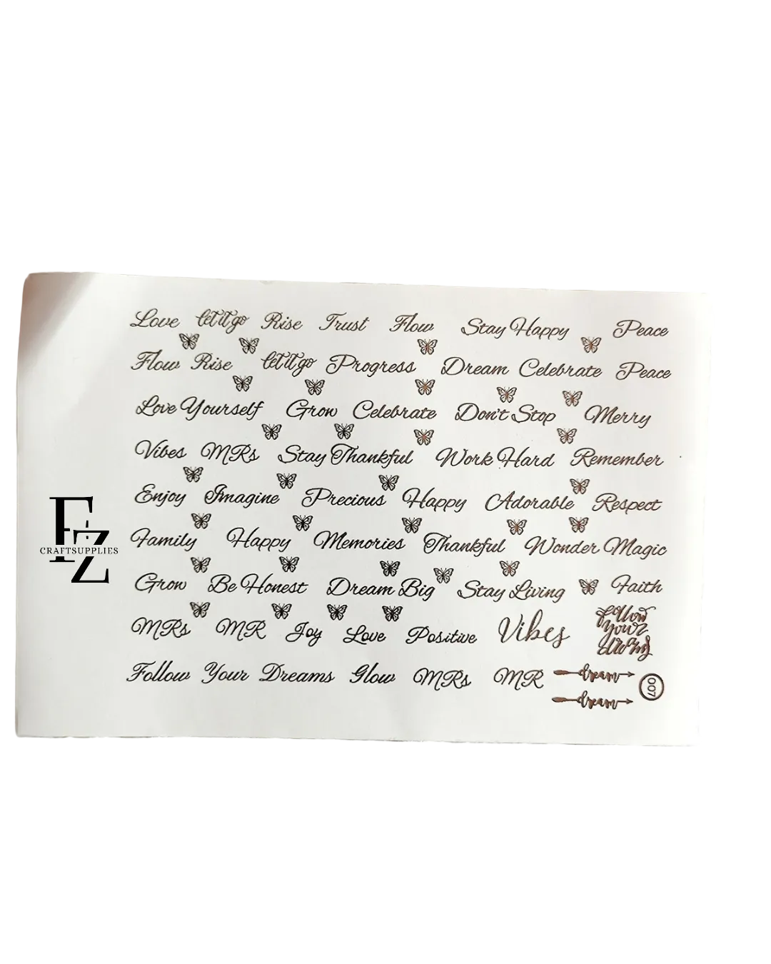 Mix Words Embossed sticker sheets A5 - D94