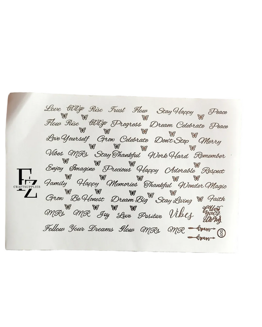 Mix Words Embossed sticker sheets A5 - D94