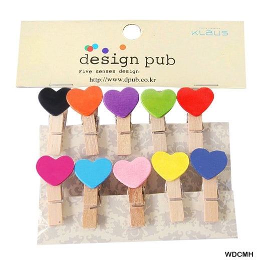 Mini Heart Wooden Clips