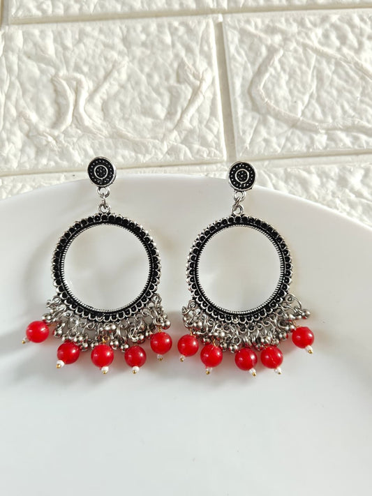 Round Red Beaded Jhumka Base