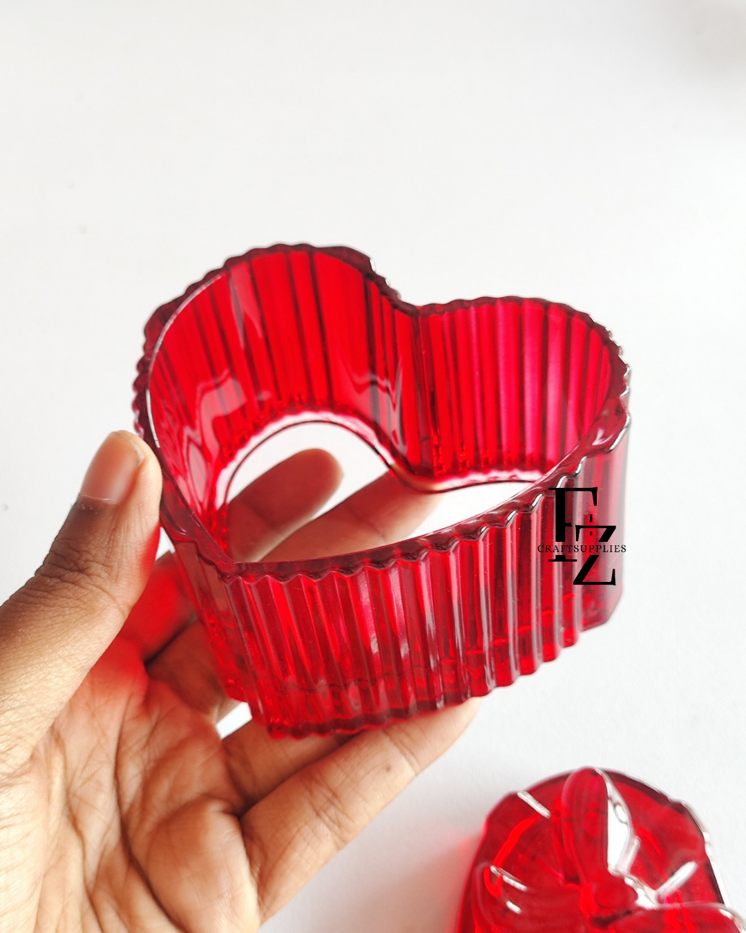 Heart Candle Glass Jar - Red