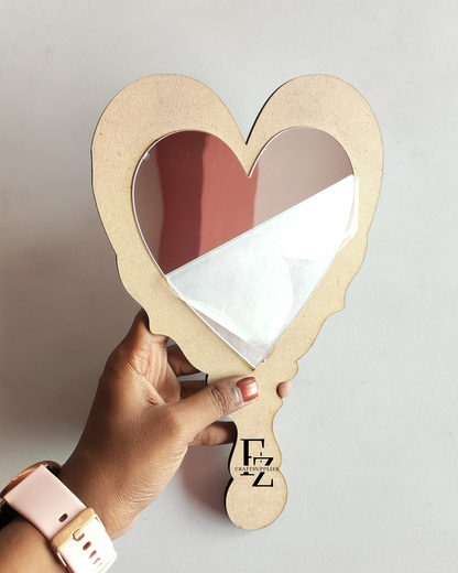 Heart Hand Mirror Mdf with Silver Acrylic