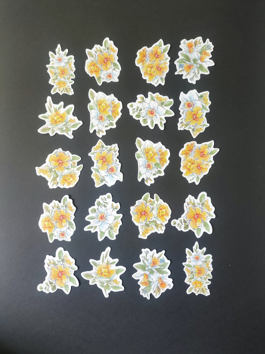 Yellow Flower Paper Cutouts - 20 Pieces