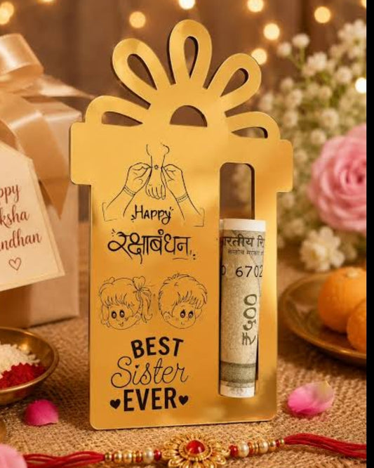 Rakshabandhan Gold Acrylic Mdf Envelope