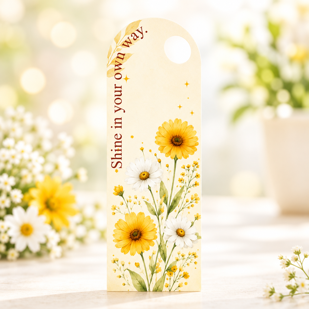 Yellow & White Daisy Floral Bouquet Flower Card - 5 pieces pack