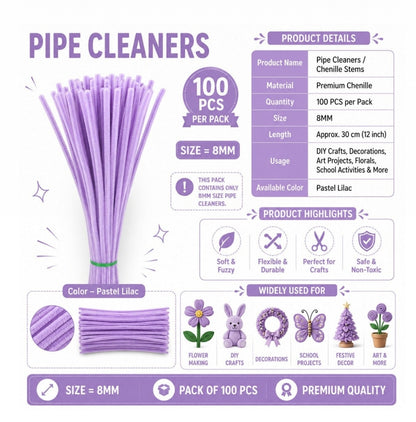 Pipe Cleaner 8MM - Pastel Lilac