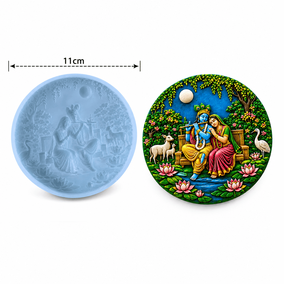 Radhe Krishna Round Art Mould for Resin and Concrete
