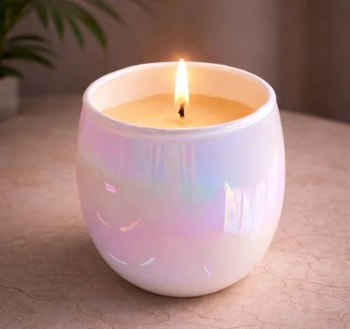 Holographic White Candle Glass Jar