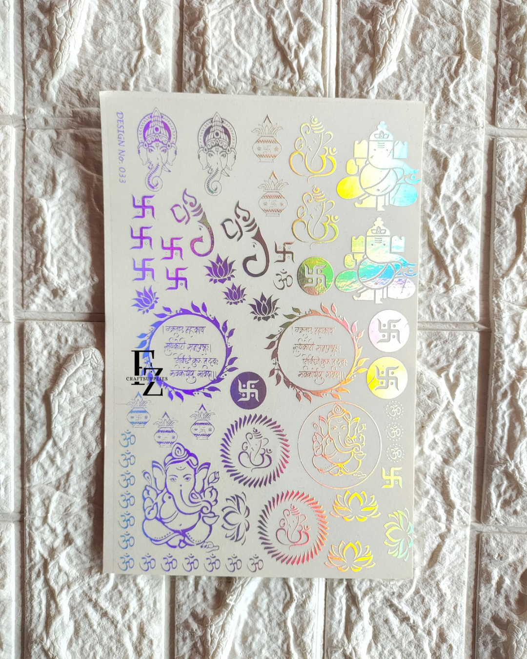 Diwali Holographic Embossed sticker sheet A5
