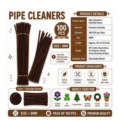 Pipe Cleaner 8MM - Chocolate Brown