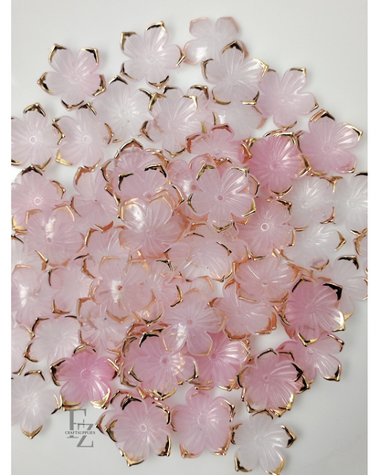 Acrylic 5 Petal Flowers - Pink
