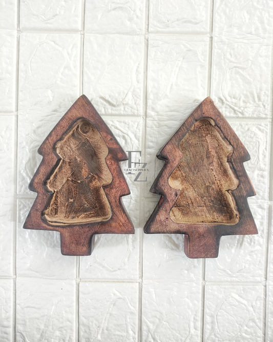 Christmas Tree Wooden Bowl for Candle - Big