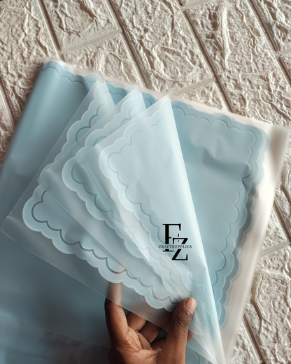 Blue with White Border Bouquet Wrapping Sheet - 5 Sheets