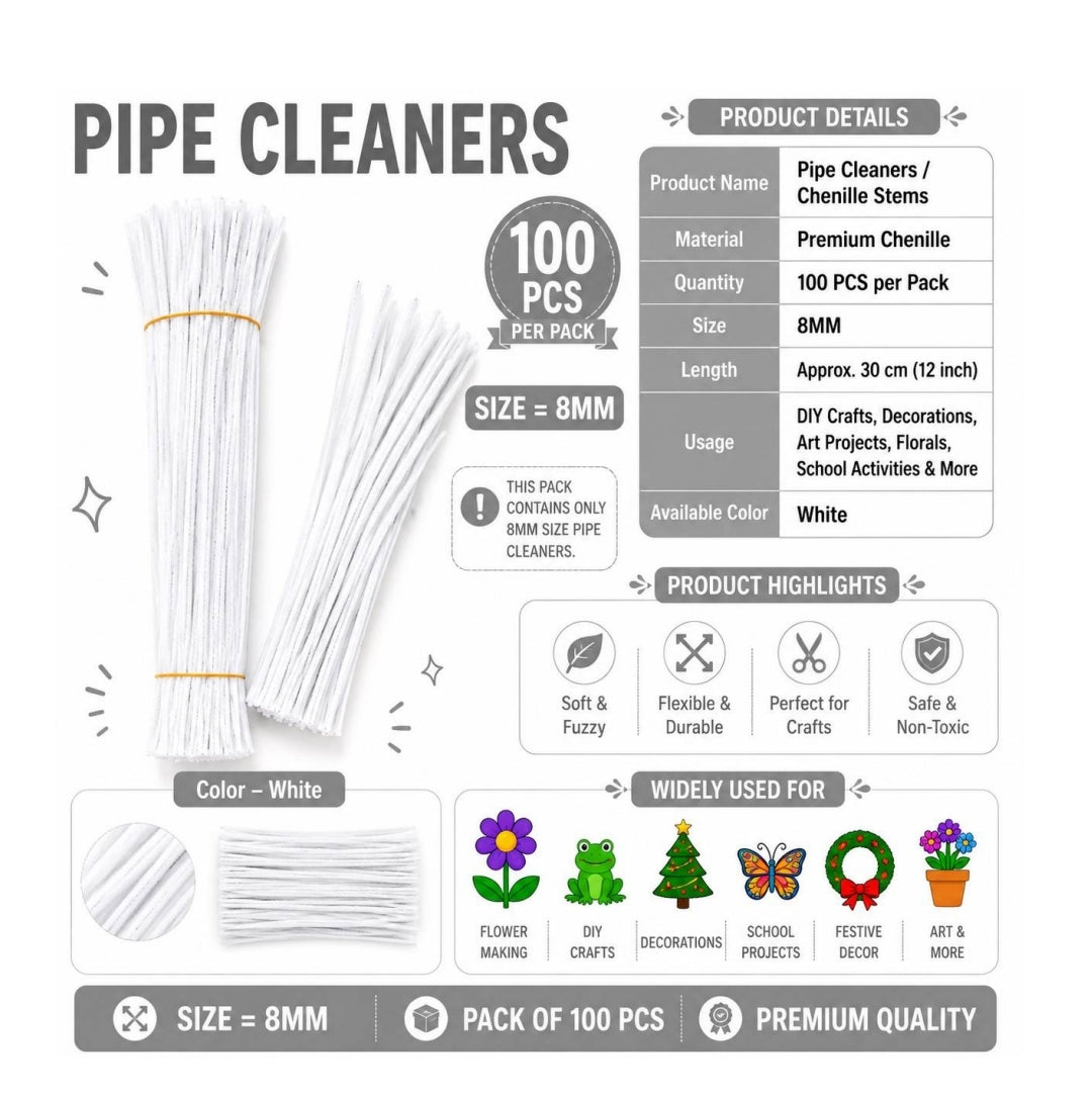 Pipe Cleaner 8MM - White