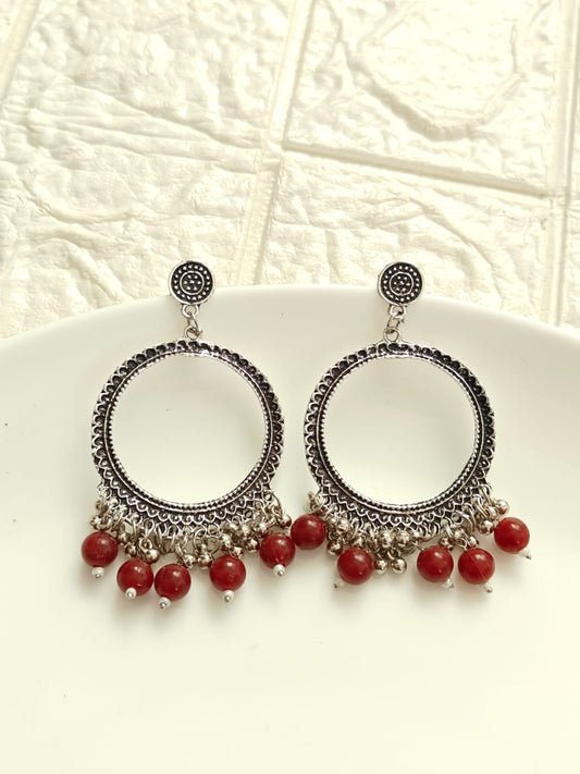 Round Maroon Beaded Jhumka Base