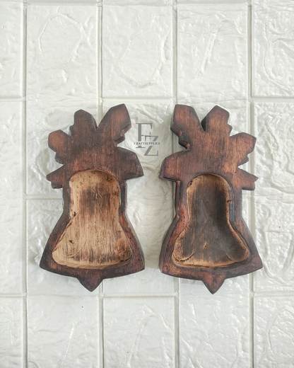 Christmas Bell Wooden Bowl for Candle - Big