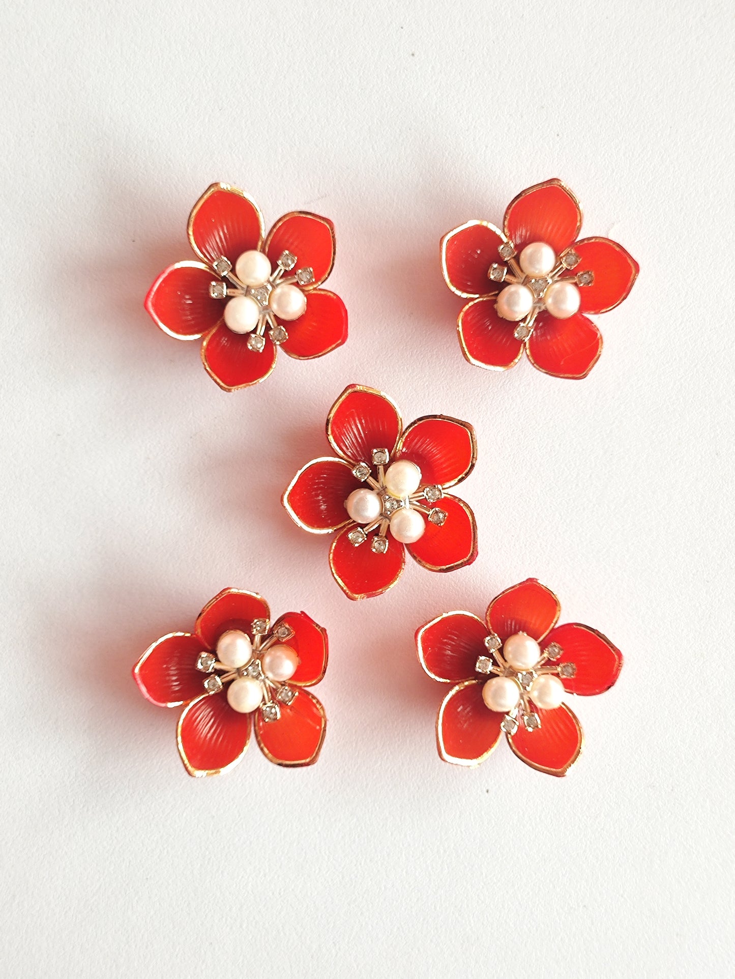 Ready Acrylic Flower Red - Pack of 5