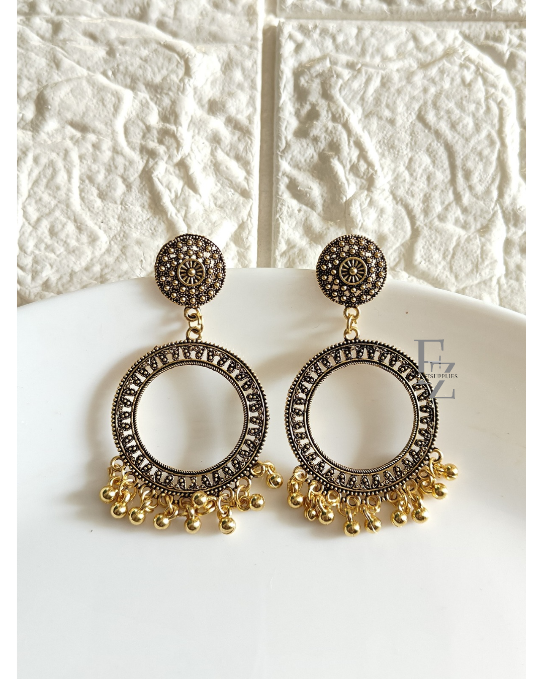 Gold Round 24mm Jhumka Base - 1 Pair