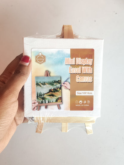 Mini Canvas with Wooden Easel Stand - 10x10cm