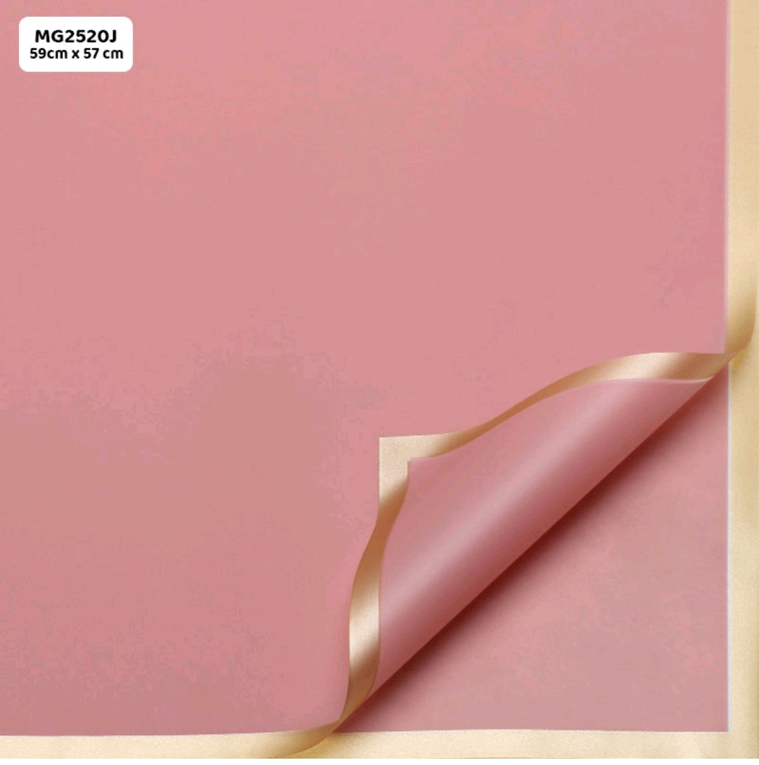 Peach with Gold Border Bouquet Wrapping Sheet - 5 Sheets