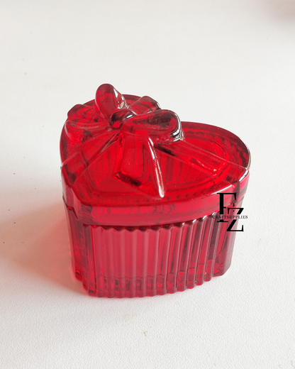 Heart Candle Glass Jar - Red