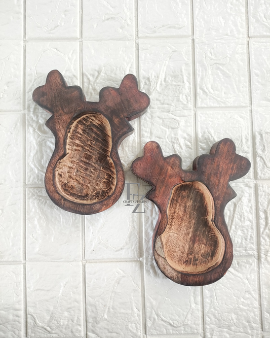 Christmas Reindeer Wooden Bowl for Candle - Big
