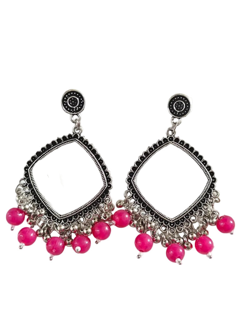 Square Rani Pink Beaded Jhumka Base