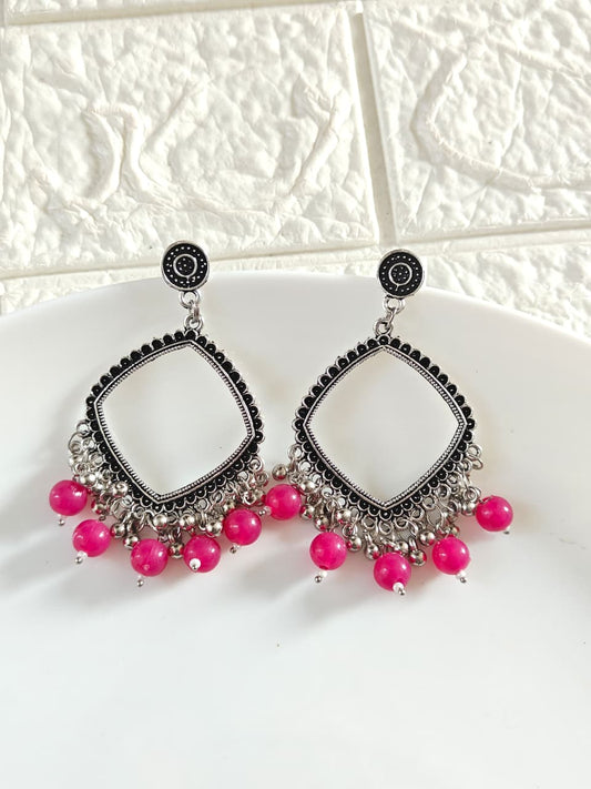 Square Rani Pink Beaded Jhumka Base