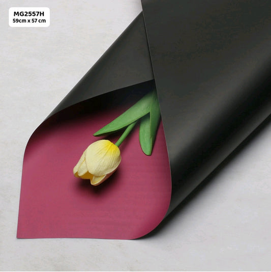 Dual Shade Black & Red/ D. pink Bouquet Wrapping sheet - 5 Sheets