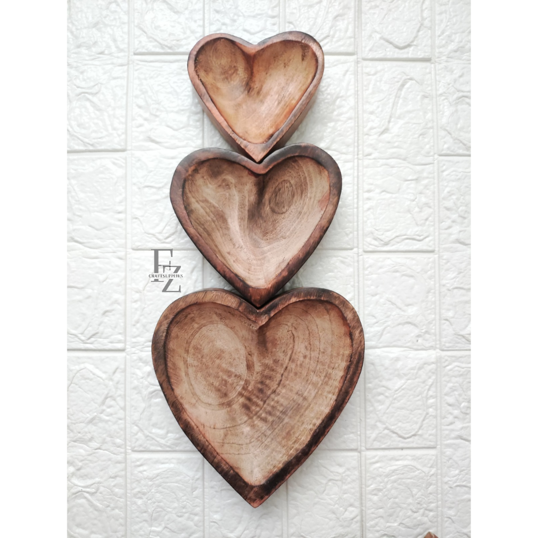 Heart Wooden Bowl for Candles