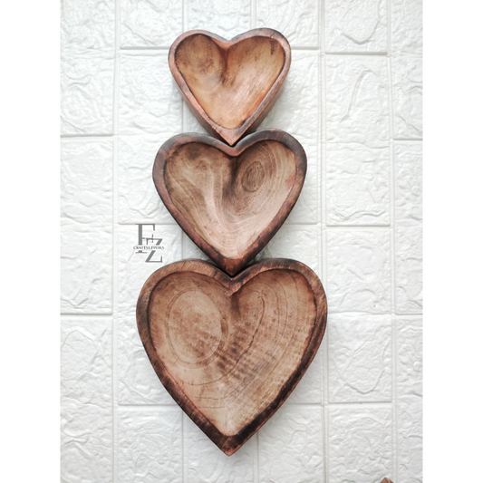 Heart Wooden Bowl for Candles
