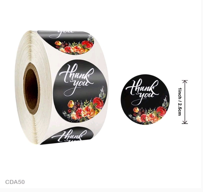 Thank you Sticker Roll - Black