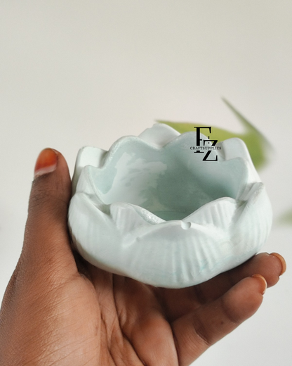 Lotus Concrete Jar - Blue