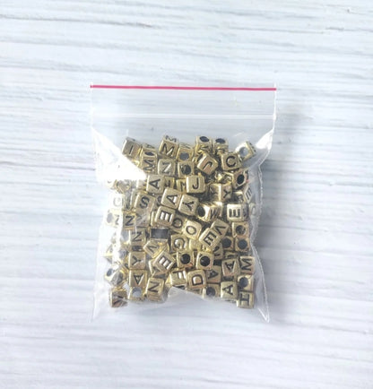 Square Gold Alphabet Beads - 20g