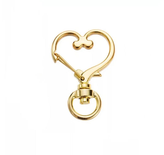 Heart Gold Keychain Lobster Hook - 1 piece