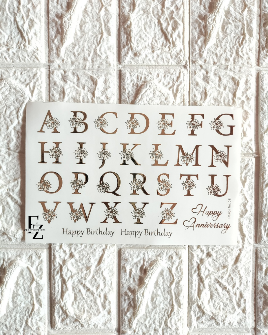 Big Alphabet Embossed sticker sheet A5