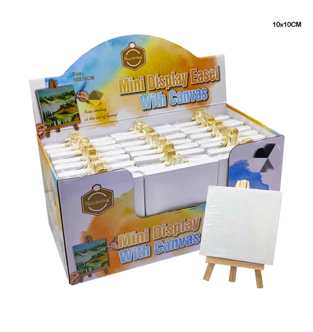 Mini Canvas with Wooden Easel Stand - 10x10cm