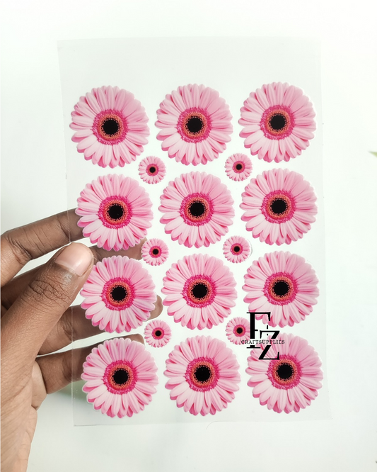 Pink Flower Peel Off Stickers - D45