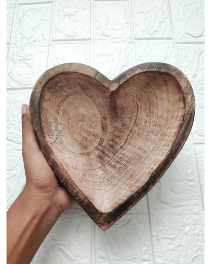 Heart Wooden Bowl for Candles